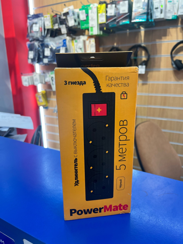 Сетевой фильтр Perfeo 'Powermate', 5м, 3 розетки,