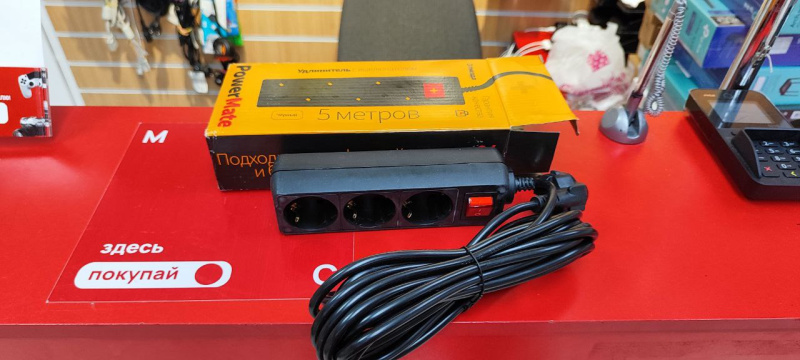 Сетевой фильтр Perfeo 'Powermate', 5м, 3 розетки,